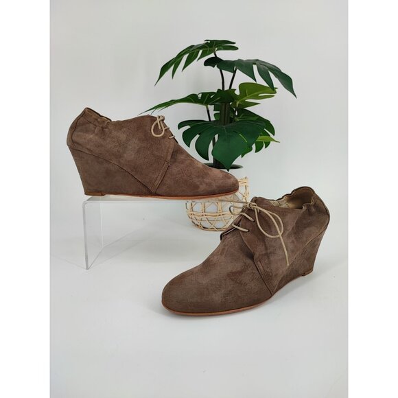 AGL Attilio Giusti Leombruni Women's Wedge Brown Booties Size 37.5EU 6.5US - Picture 1 of 8